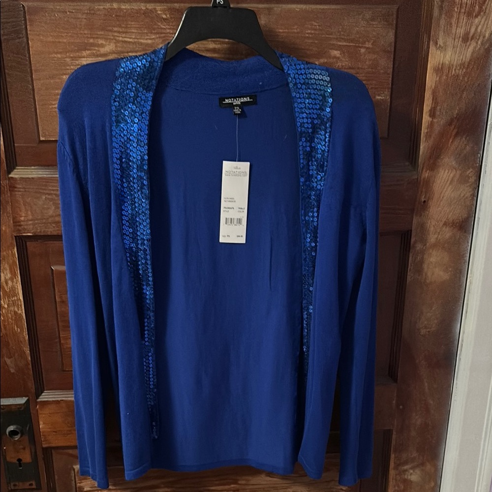 Blue Sequin Trim Sweater by Michael Kors